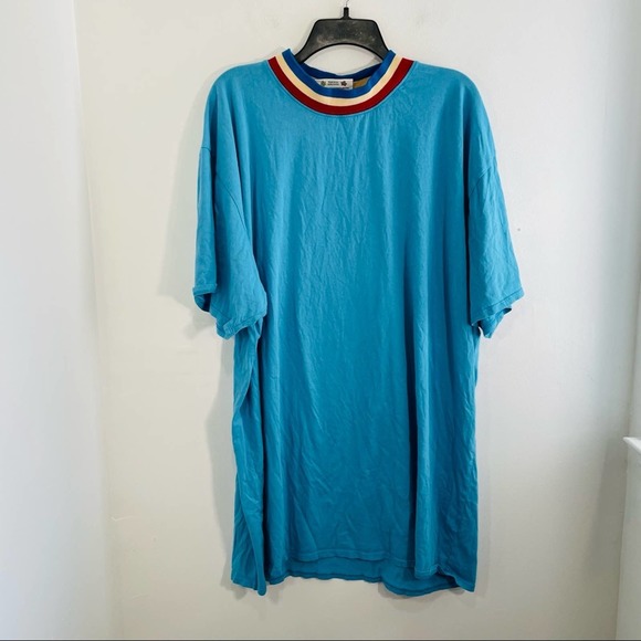 Big Bud Press Tops - Big Bud Blue Cotton Ringer Short Sleeve T-Shirt Dress One Size 7xl0